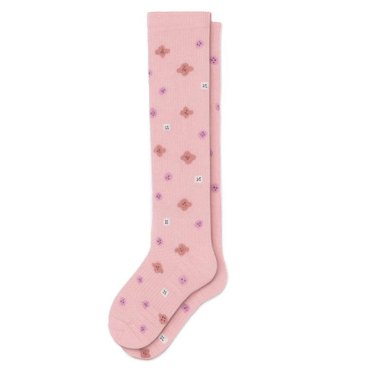 Små rosa blomster støttestrømper